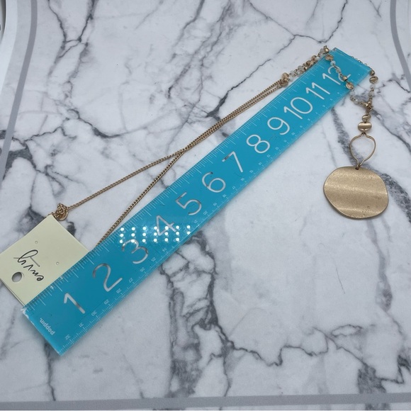 New envy Jade & Jasper Gold Tone Necklace Long Chain Circle Pendant - Picture 6 of 6